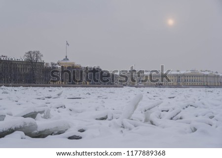 Winter Saint-Petersburg's embankment