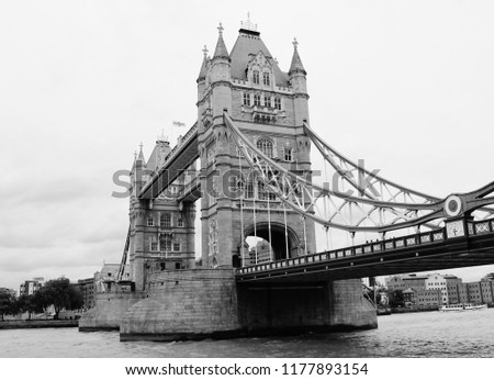 tower bride view across thames river London stock, photo, photograph, picture, image