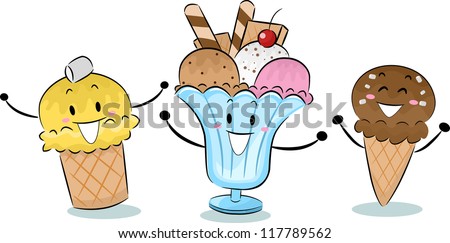 Mascot Illustration Featuring Ice Creams Beaming Happily
