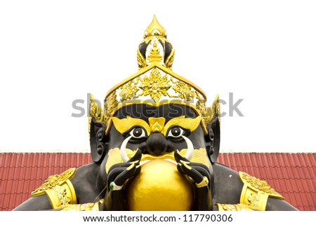 Statue of giant in traditional Thai style molding art,Rahu