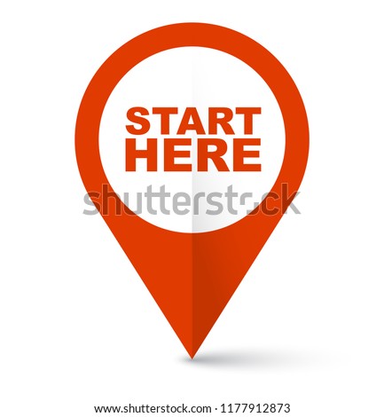 red vector banner start here Royalty-Free Stock Photo #1177912873