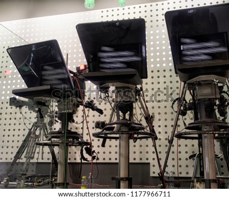 Professional tv camera in live show pavilion. Professional digital video camera. cinematography in the pavilion.