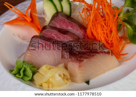 Japanese cold sashimi with yellowtail
