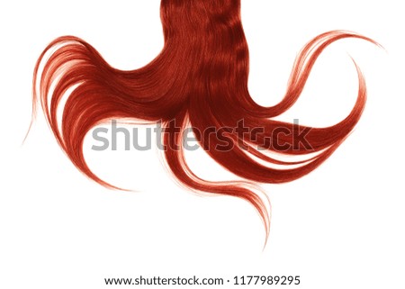 Long disheveled red hair, isolated on white background