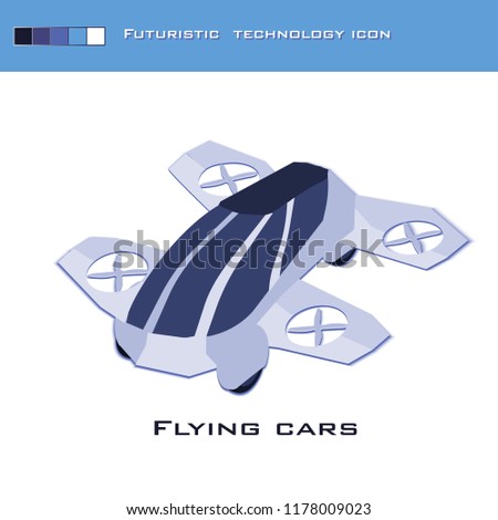 Flying car. Futuristic electric car. Cartoon style. Flat. Vector. Flying unmanned car. Futuristic concept. Drone. Futuristic technology.
 Royalty-Free Stock Photo #1178009023