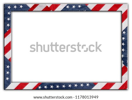 American flag frame border on white Royalty-Free Stock Photo #1178013949