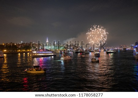 view of fireworks on 4th of july in New York City