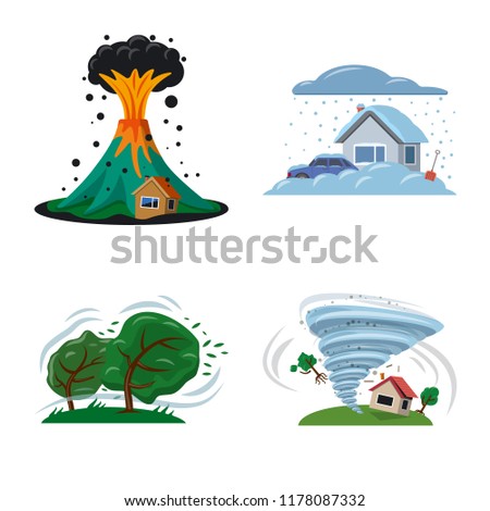 Vector illustration of natural and disaster sign. Collection of natural and risk stock vector illustration.