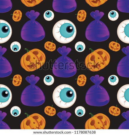 Halloween holiday seamless pattern background with hand drawing elements. eps 10 vector