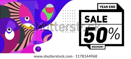 Sale 50% Discount Banner with Colorful Flat Background
