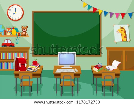 A empty computer classroom illustration