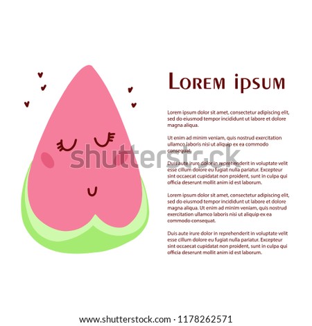 Watermelon icon. Juicy ripe fruit on white background. Slice of watermelon. With space for text.