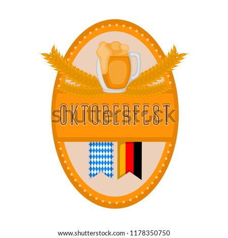 Oktoberfest label with ornaments and a mug icon