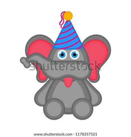 Cute elephant with a party hat icon