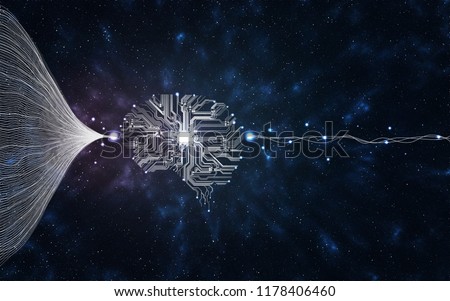 Big data and artificial intelligence concept. Machine learning and circuit board. Deep learning Royalty-Free Stock Photo #1178406460