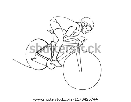 continuous line drawing of cycling, sports, health, fitness concept vector illustration simple.