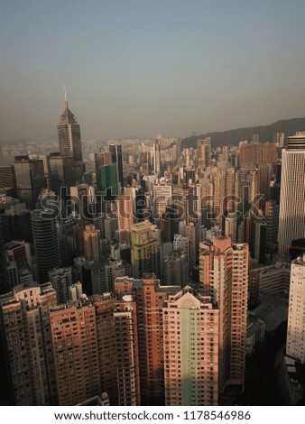 Hong Kong island skyline drone pictures