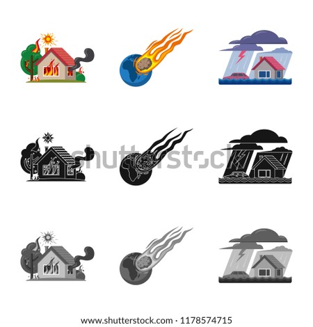 Vector illustration of natural and disaster logo. Set of natural and risk stock symbol for web.