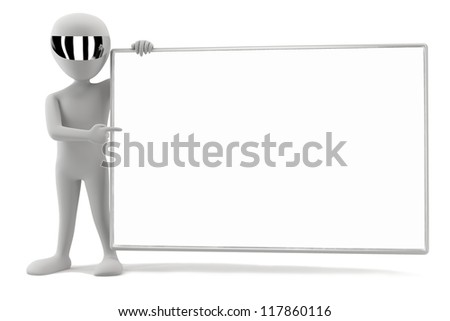 3D small men - your empty board! 3D image. Isolation on a white background.