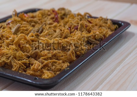 Dried chicken meat handmade. Pictures use for advertising, design, marketing...fresh food homemade