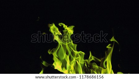 green fire at night