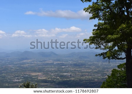 landscape view from hill top and mountain, beautiful sky
