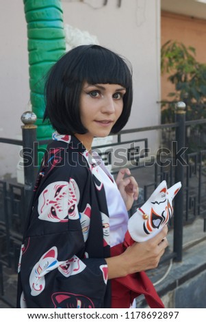 Anime girl with a black hair