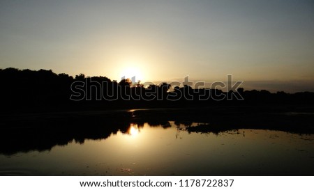 Sunset view reflection river water