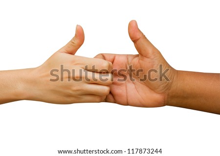 arm wrestling between man and woman on white background