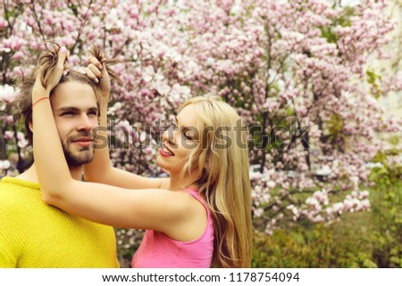 love and relations, friendship and romance, spa and nature, beauty and fashion, spring and blossom, couple in love, man and woman