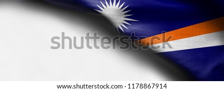 Marshall Islands flag on white background - right top corner