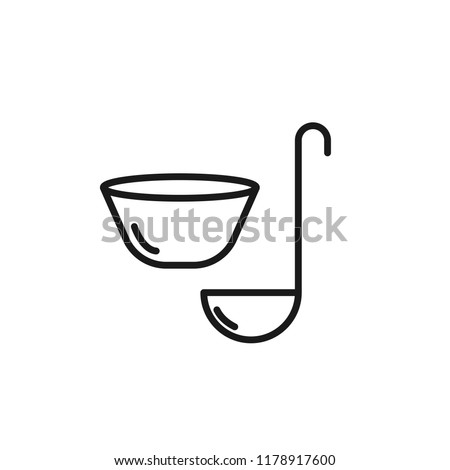 Ladle icon isolated on white background with gray frame, sign and symbol, ladle vector iconic concept