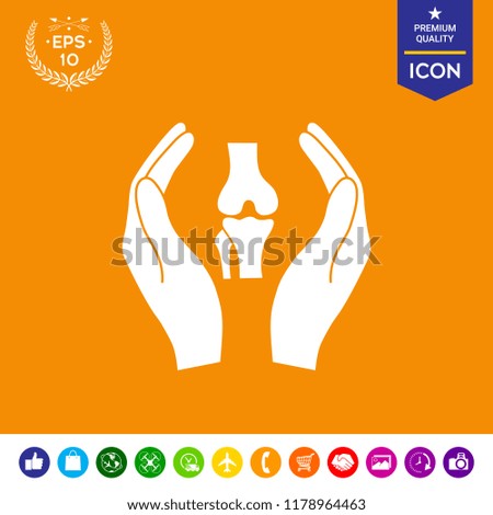 Hands holding knee-joint - protection icon