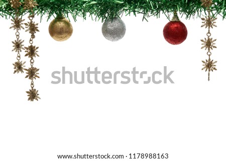 Merry Christmas and Happy New Year decorations on a white background