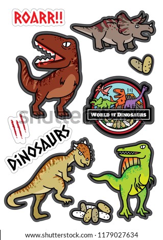 Dinosaurus character design set.