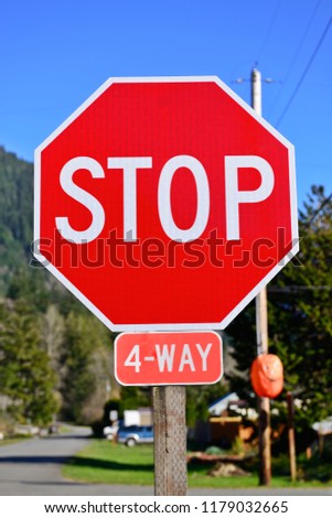 Four way stop sign