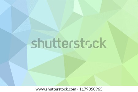 Light Blue, Green vector shining triangular cover. Creative illustration in halftone style with gradient. That pattern can be used as a part of a brand book.