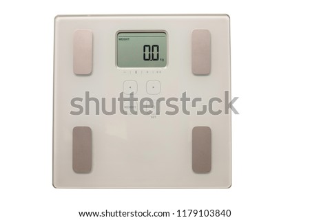 Scale and body fat analyzers  digital isolated on white background with clipping path which top view Royalty-Free Stock Photo #1179103840