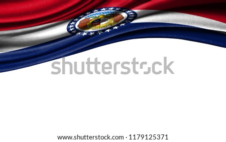 Flags from the USA on fabric State of Missouri
