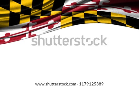 Flags from the USA on fabric State of Maryland