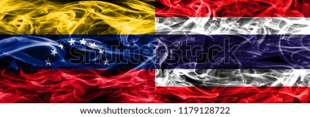 Venezuela vs Thailand colorful concept smoke flags placed side by side