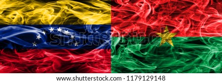 Venezuela vs Burkina Faso colorful concept smoke flags placed side by side