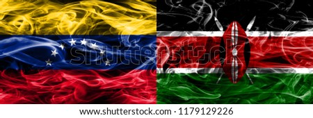 Venezuela vs Kenya colorful concept smoke flags placed side by side