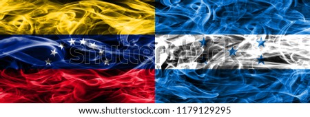 Venezuela vs Honduras colorful concept smoke flags placed side by side