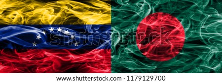 Venezuela vs Bangladesh colorful concept smoke flags placed side by side