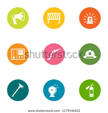 Fire exercises icons set. Flat set of 9 fire exercises vector icons for web isolated on white background