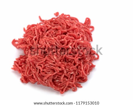 Minced beef in front of white background Royalty-Free Stock Photo #1179153010