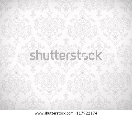 Vintage abstract vector seamless pattern in subtle shades of white and gray colors for wallpaper background design. EPS 10 illustration Royalty-Free Stock Photo #117922174