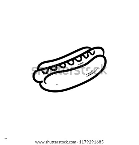 hot dog doodle icon vector 