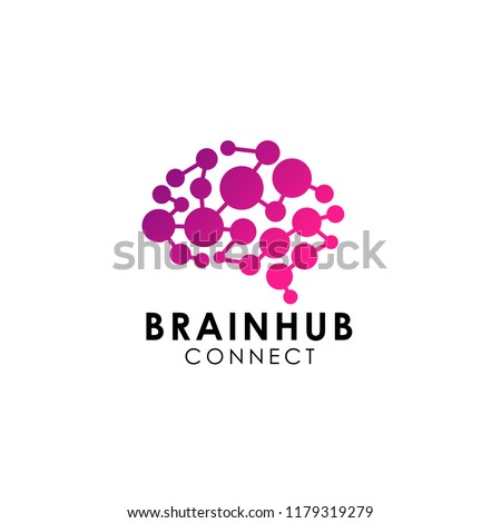 brain connection logo vector icon. digital brain. brain hub logo design. 
